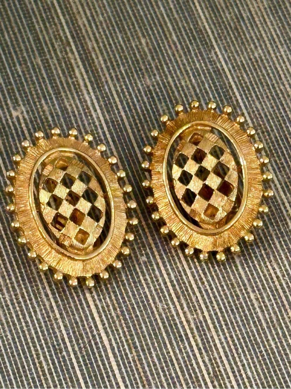 Vintage Monet Gold Tone Clip Back Earrings